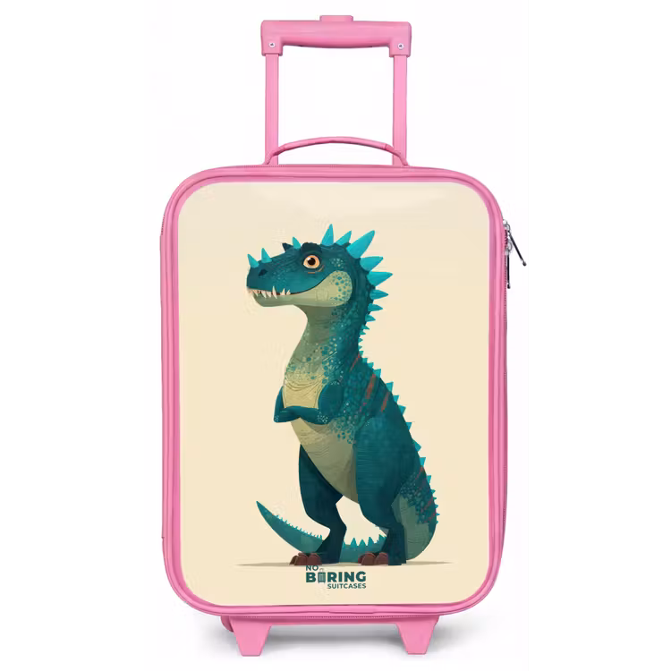 Kinderkoffer - Roze - Spiky dino met vriendelijke blik — 1