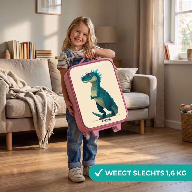 Kinderkoffer - Roze - Spiky dino met vriendelijke blik — 2