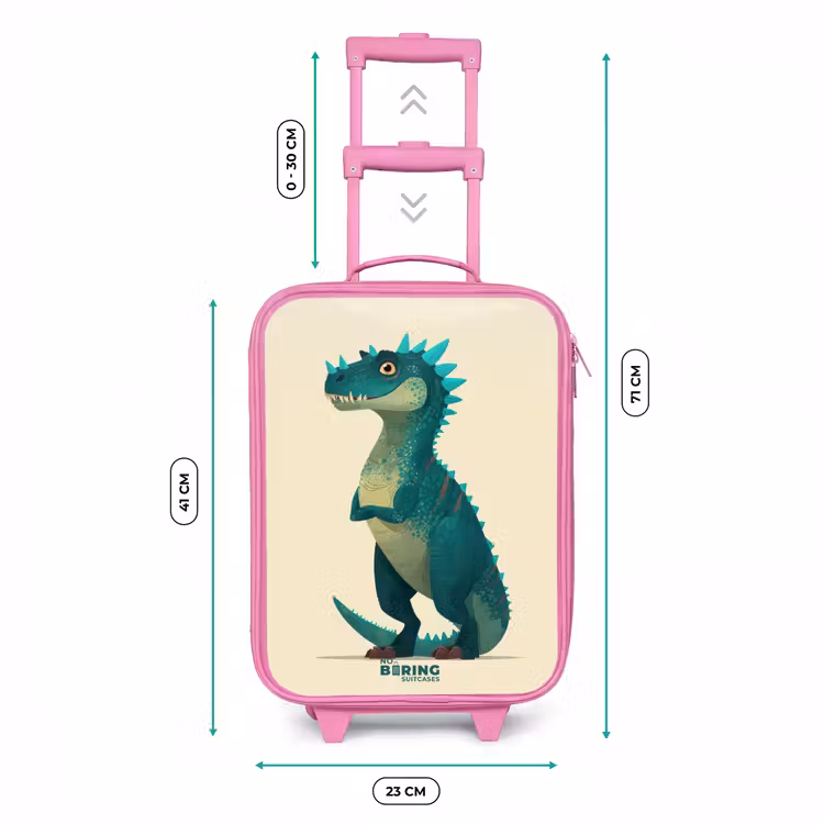 Kinderkoffer - Roze - Spiky dino met vriendelijke blik — 5