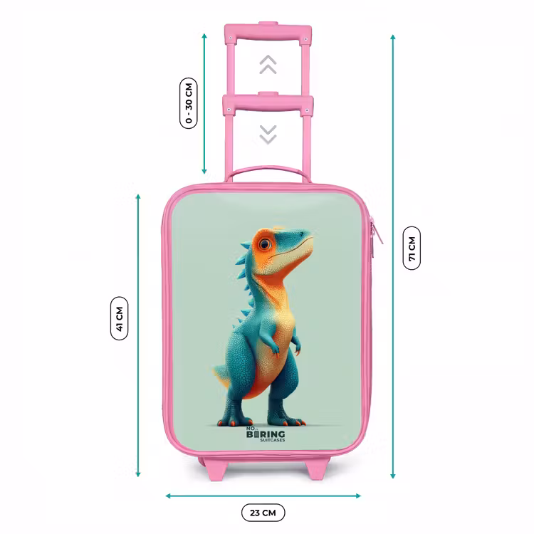 Kinderkoffer - Roze - Stoere dino met grote ogen — 5