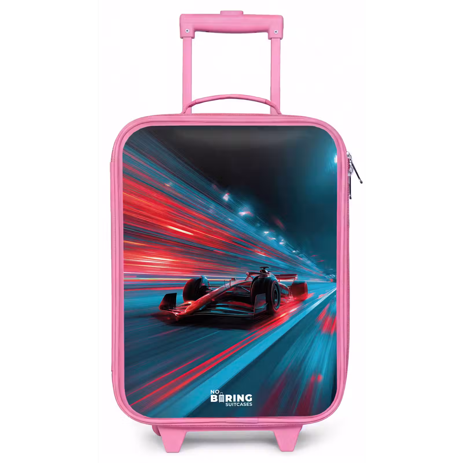 Kinderkoffer - Roze - Raceauto - Baan - Neon - Verlichting — 1
