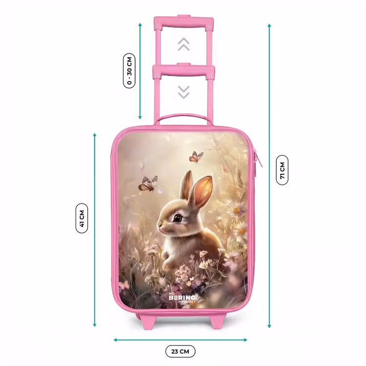Kinderkoffer - Roze - Bloemen - Bruin - Konijntje - Vlinder — 5