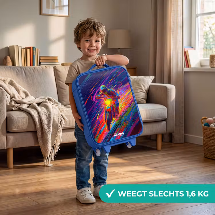 Kinderkoffer - Blauw - Crossmotor - Neonkleuren - Lijnen - Helm — 2