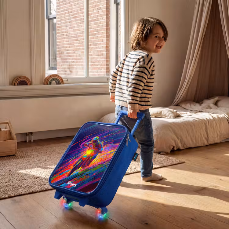 Kinderkoffer - Blauw - Crossmotor - Neonkleuren - Lijnen - Helm — 3