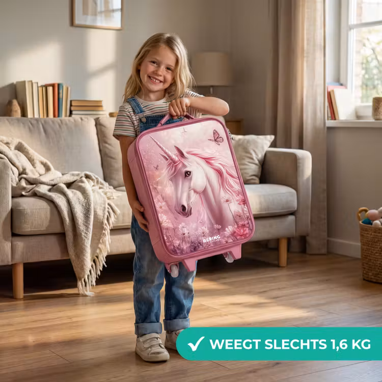 Kinderkoffer - Roze - Eenhoorn - Roze - Vlinders - Bloemen — 2
