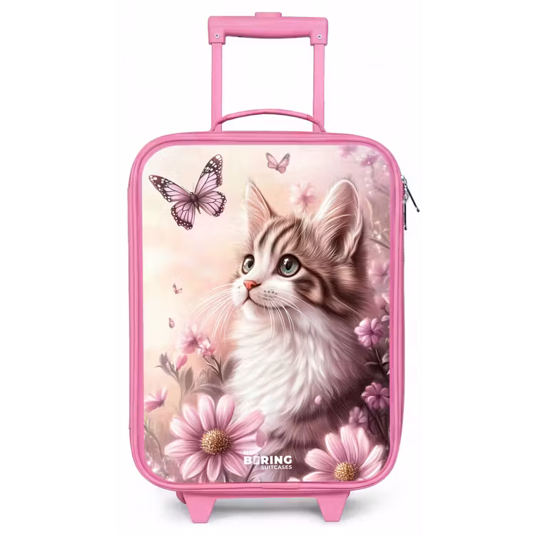 Kinderkoffer - Roze - Kat - Paars - Vlinders - Bloemen — 1