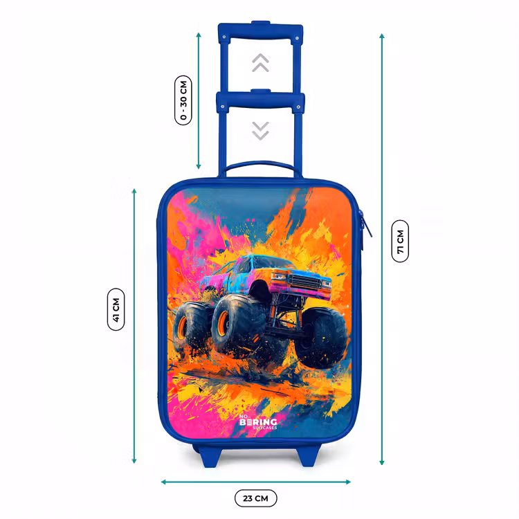 Kinderkoffer - Blauw - Monstertruck - Verfspatten - Kleurrijk - Explosie — 6
