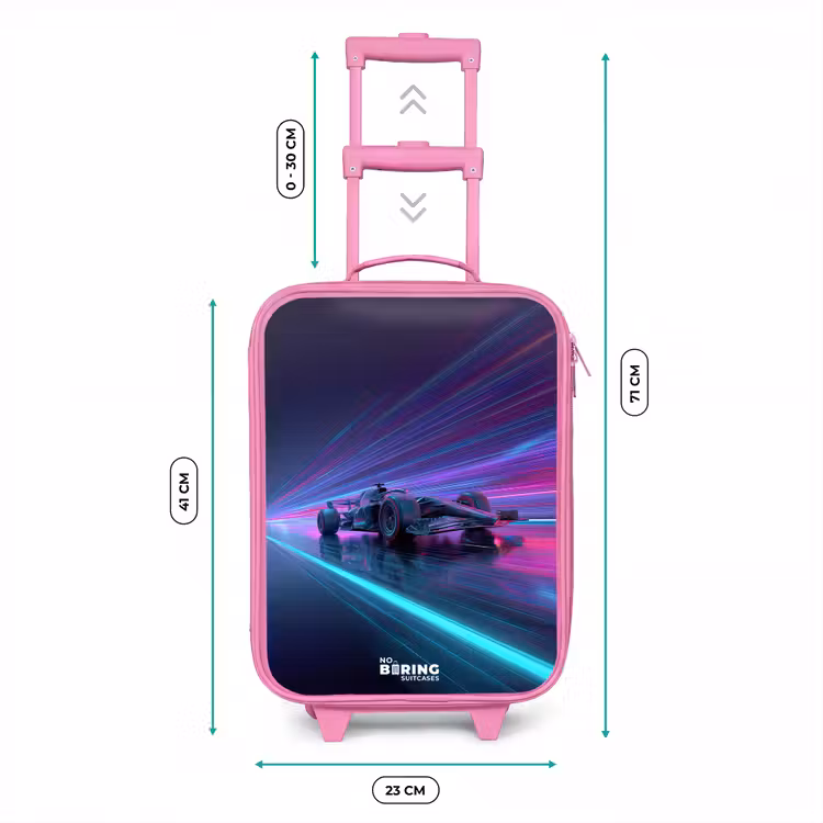 Kinderkoffer - Roze - Neon - Raceauto - Lichtstrepen - Paars — 5