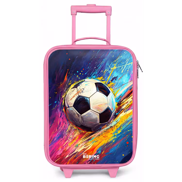 Kinderkoffer - Roze - Neon - Voetbal - Kleurrijk — 1