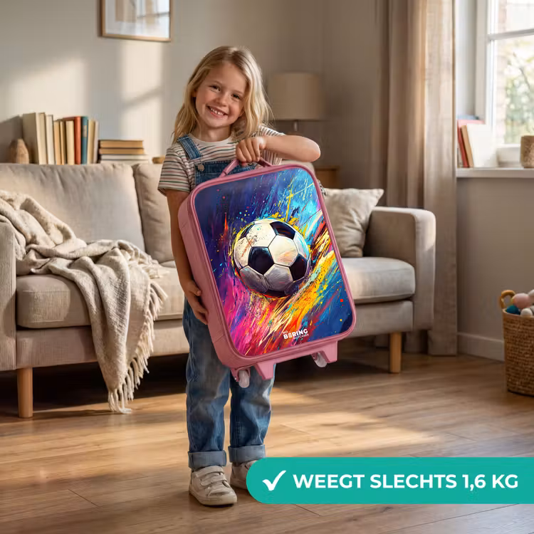 Kinderkoffer - Roze - Neon - Voetbal - Kleurrijk — 2