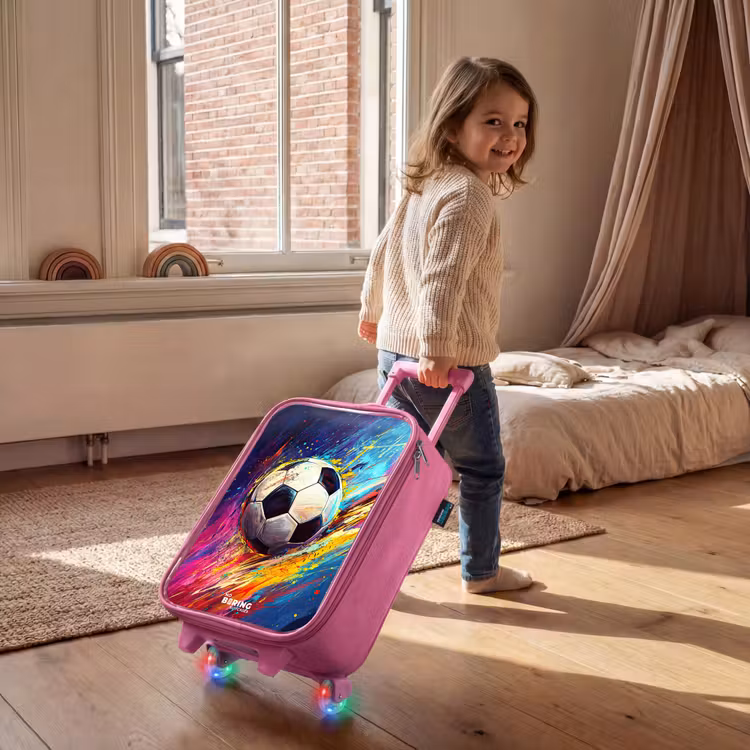 Kinderkoffer - Roze - Neon - Voetbal - Kleurrijk — 3