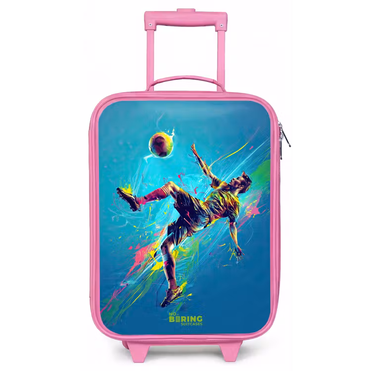 Kinderkoffer - Roze - Neon - Voetbal - Schop - Kleurrijk — 1
