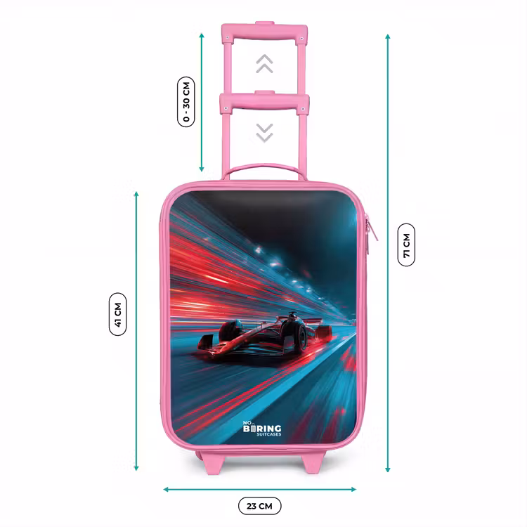 Kinderkoffer - Roze - Raceauto - Baan - Neon - Verlichting — 5