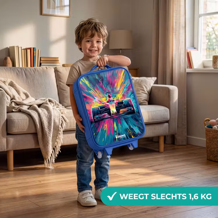 Kinderkoffer - Blauw - Raceauto - Explosie - Kleurrijk - Abstract — 2