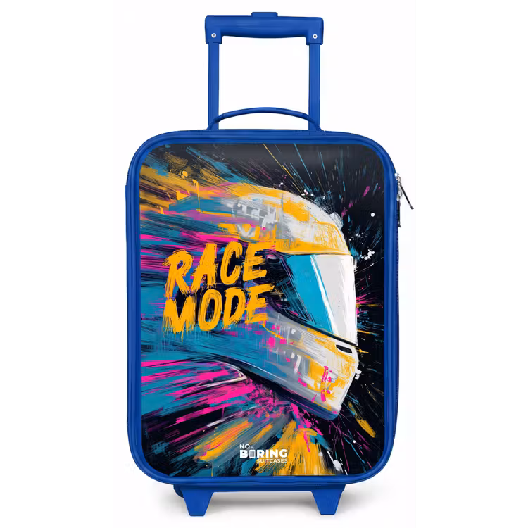Kinderkoffer - Blauw - Racehelm - Verfspatten - Penseelstreken - Race mode — 1