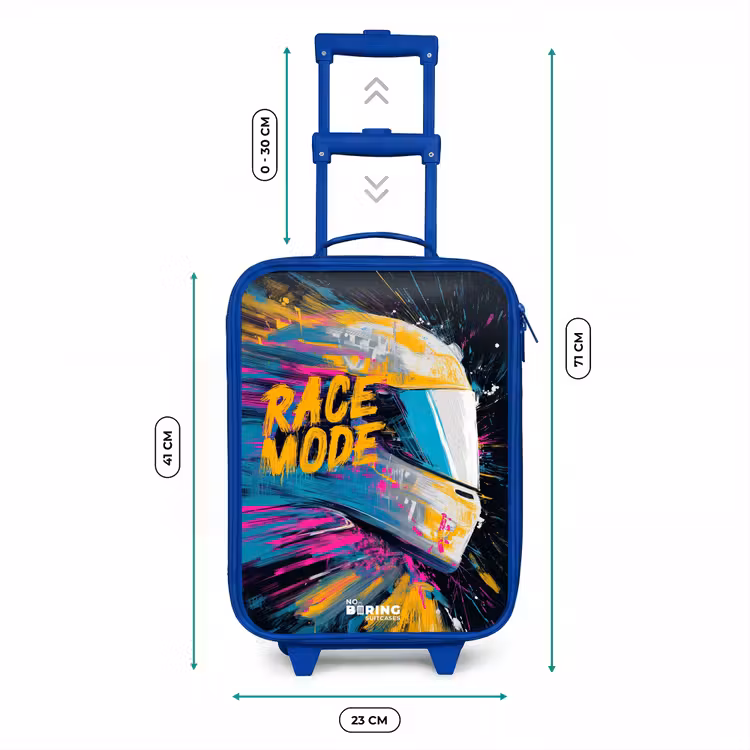 Kinderkoffer - Blauw - Racehelm - Verfspatten - Penseelstreken - Race mode — 6