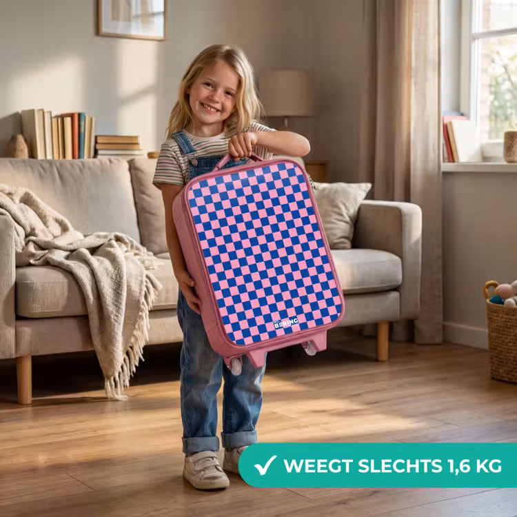 Kinderkoffer - Roze - Blokjes - Blauw - Roze — 2