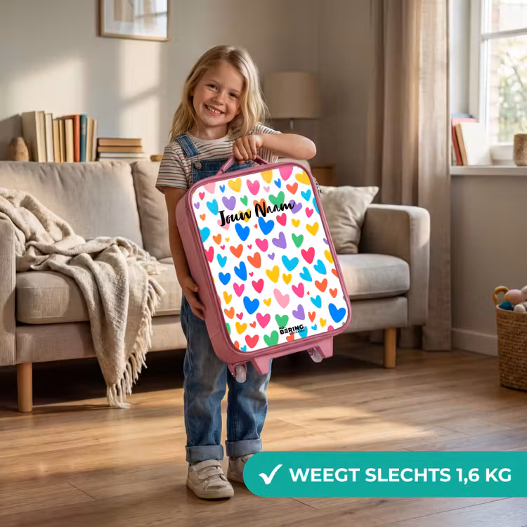 Kinderkoffer - Roze - Gekleurde hartjes — 2