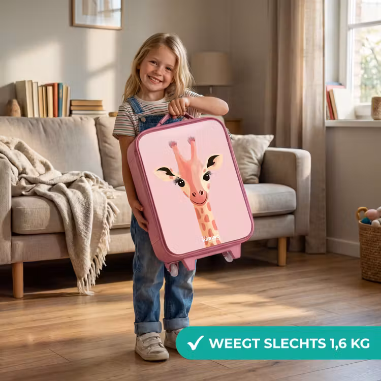 Kinderkoffer - Roze - Giraffe - Wimpers - Minimalistisch - Roze — 2