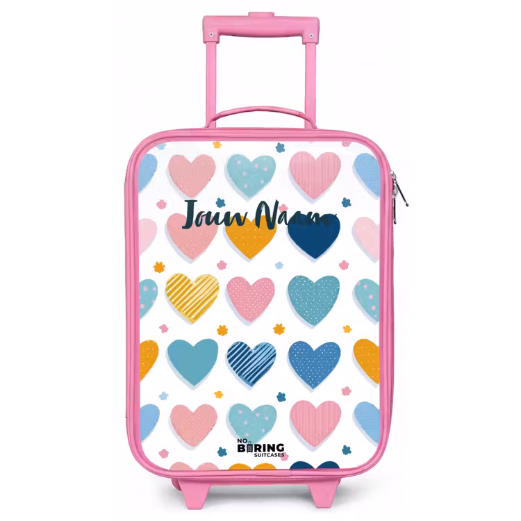 Kinderkoffer - Roze - Hartenpatroon — 1