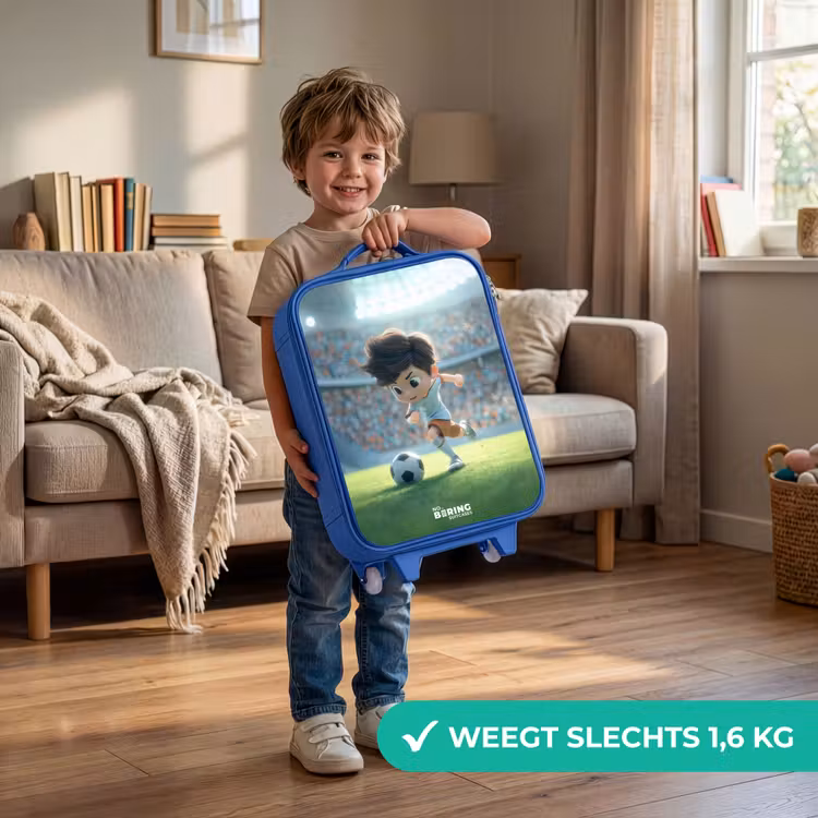 Kinderkoffer - Blauw - Jongen - Voetbal - Stadion - Zonlicht — 2