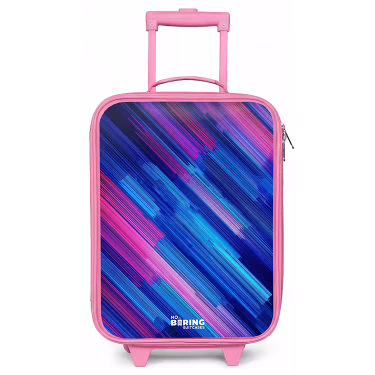 Kinderkoffer - Roze - Neon - Strepen - Abstract - Blauw - Roze — 1