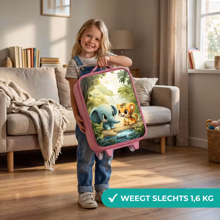 Kinderkoffer - Roze - Olifant - Tijger - Bos - Jungle — 2