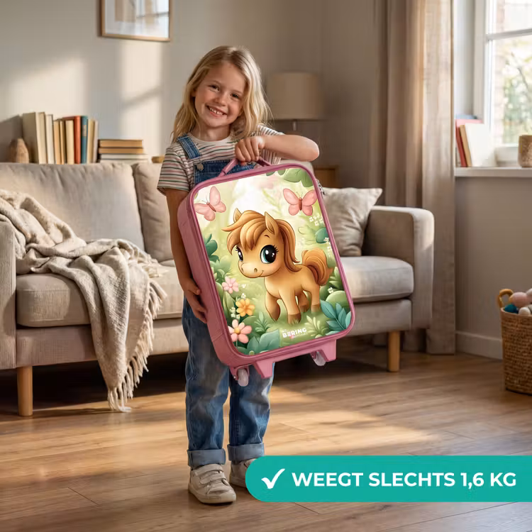Kinderkoffer - Roze - Paard - Bloemen - Vlinders — 2