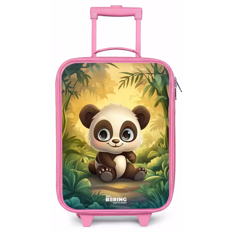 Kinderkoffer - Roze - Panda - Bamboebos - Groen — 1