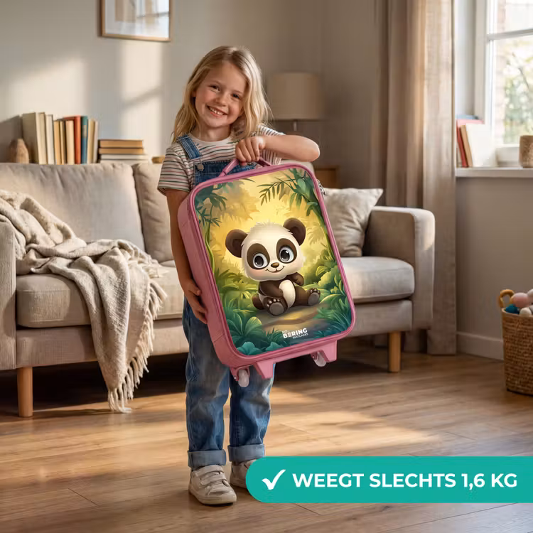 Kinderkoffer - Roze - Panda - Bamboebos - Groen — 2