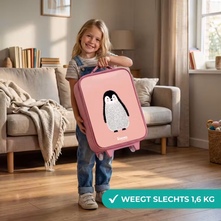 Kinderkoffer - Roze - Pinguïn - Stippen - Roze - Minimalistisch — 2