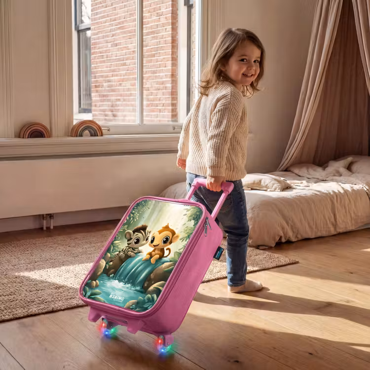 Kinderkoffer - Roze - Zebra - Aapje - Waterval - Rotsen — 3