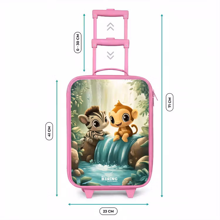Kinderkoffer - Roze - Zebra - Aapje - Waterval - Rotsen — 5