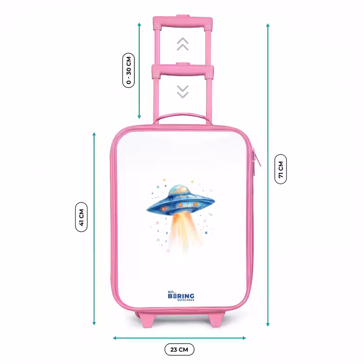 Kinderkoffer - Roze - Blauw ruimteschip met lichtstraal — 5