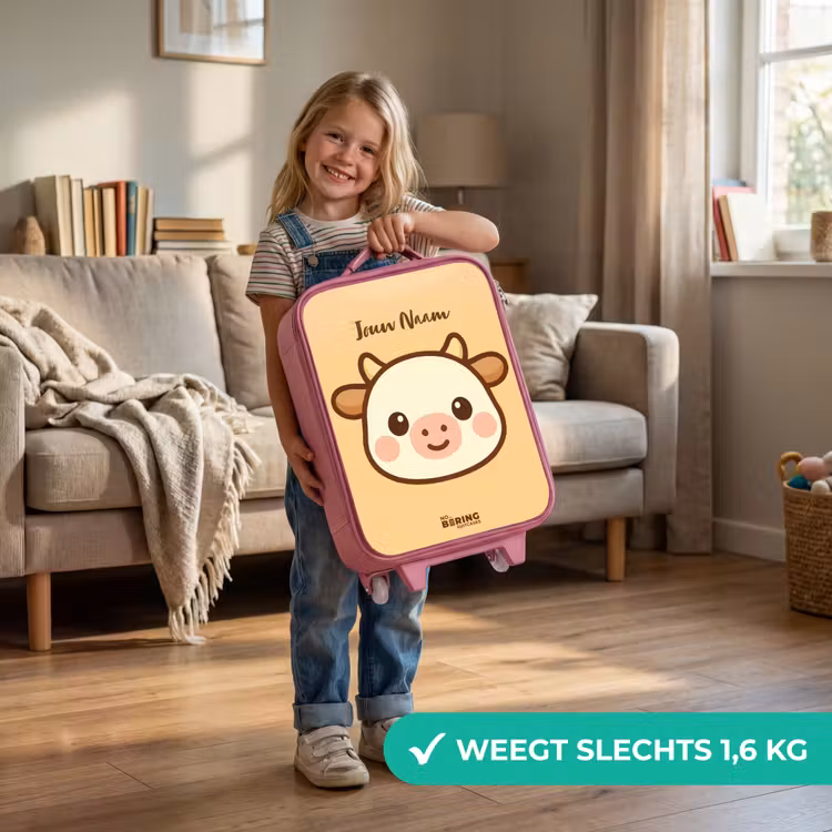 Kinderkoffer - Roze - Kawai - Koe - Bruin — 2