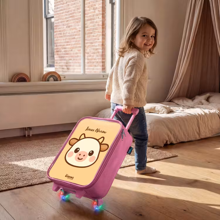 Kinderkoffer - Roze - Kawai - Koe - Bruin — 3