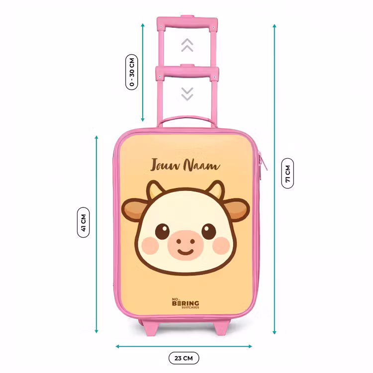 Kinderkoffer - Roze - Kawai - Koe - Bruin — 5