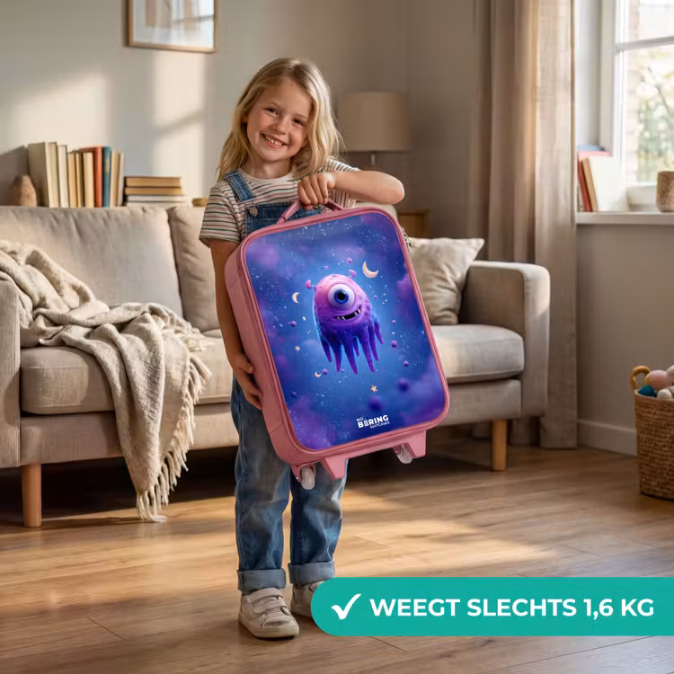 Kinderkoffer - Roze - Vrolijk paarsoog in de ruimte — 2
