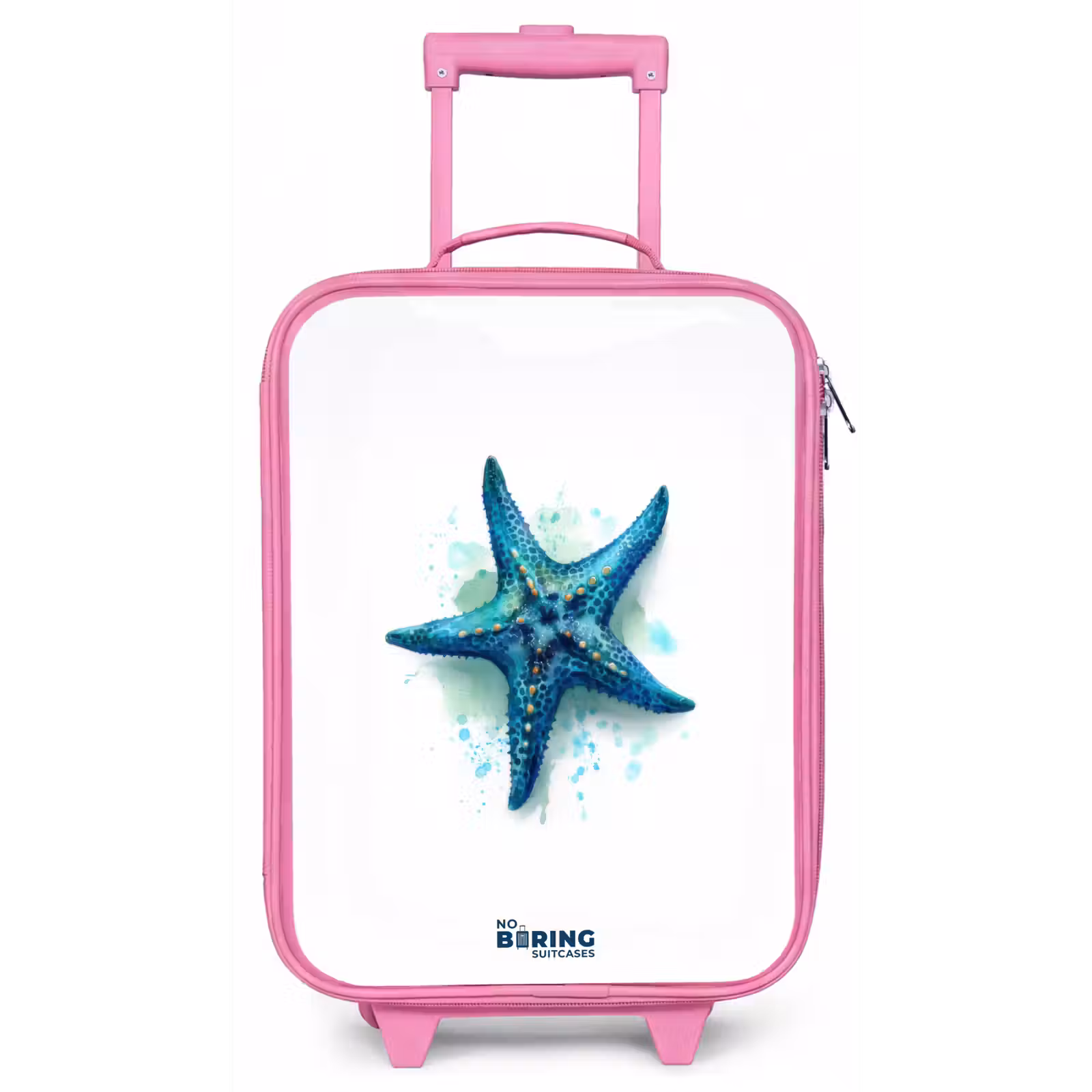 Kinderkoffer - Roze - Blauwe Zeester op Witte Achtergrond — 1