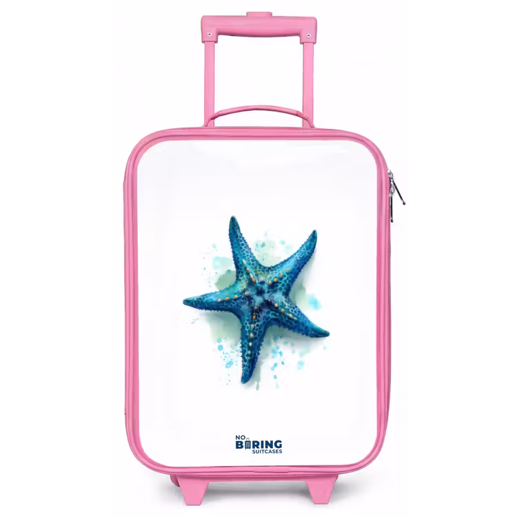 Kinderkoffer - Roze - Blauwe Zeester op Witte Achtergrond — 1