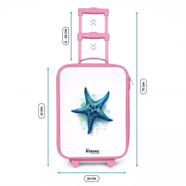 Kinderkoffer - Roze - Blauwe Zeester op Witte Achtergrond — 5