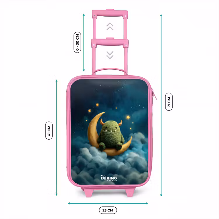 Kinderkoffer - Roze - Groen monster op maansikkel — 5