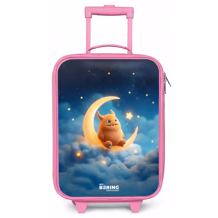 Kinderkoffer - Roze - Oranje monster op maansikkel — 1