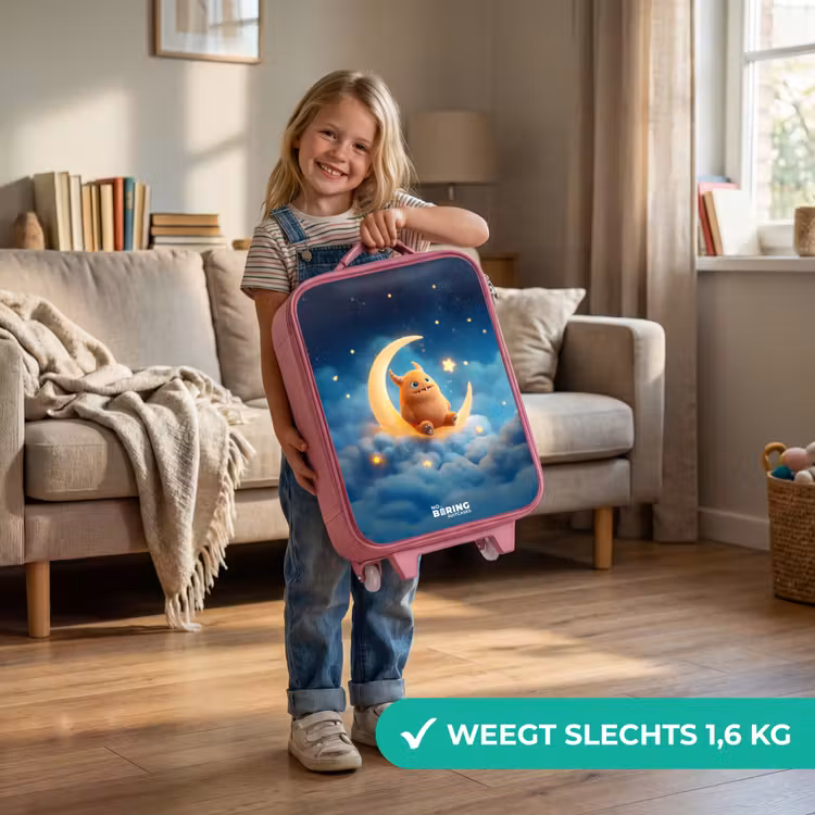 Kinderkoffer - Roze - Oranje monster op maansikkel — 2