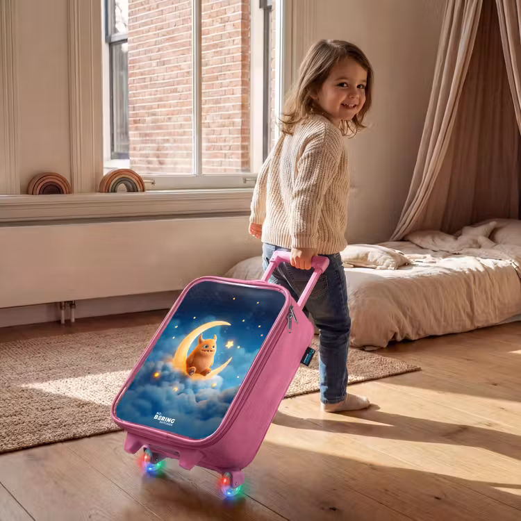 Kinderkoffer - Roze - Oranje monster op maansikkel — 3
