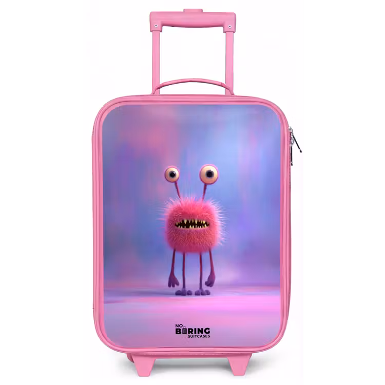 Kinderkoffer - Roze - Roze harig monster met grote ogen — 1