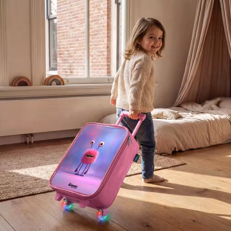 Kinderkoffer - Roze - Roze harig monster met grote ogen — 3
