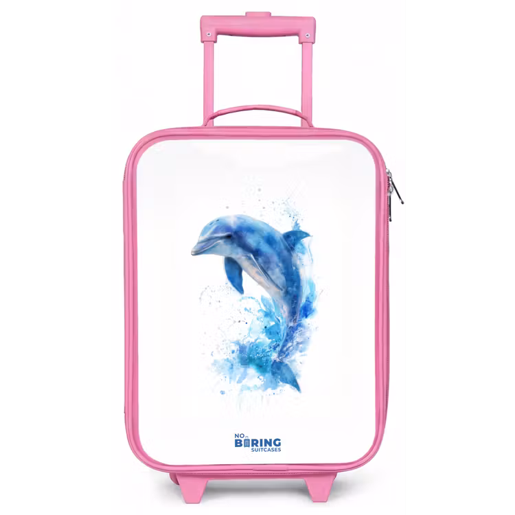 Kinderkoffer - Roze - Springende blauwe dolfijn — 1