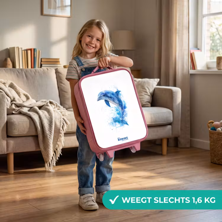 Kinderkoffer - Roze - Springende blauwe dolfijn — 2