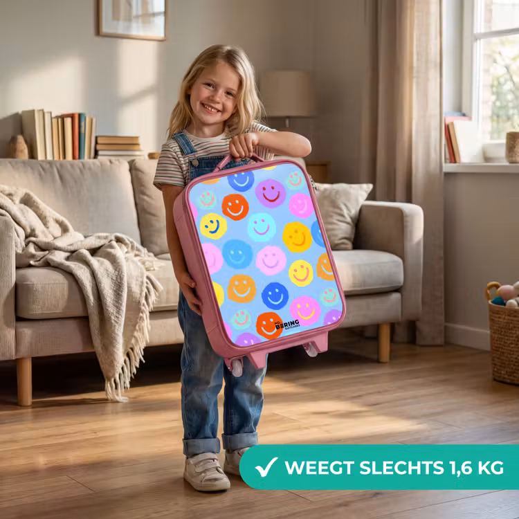Kinderkoffer - Roze - Vrolijk patroon van smileys — 2